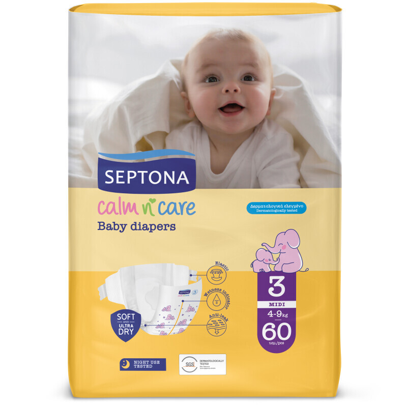 Septona Giga Box Calm N' Care Πάνες Νο3 4-9kg 180τμχ