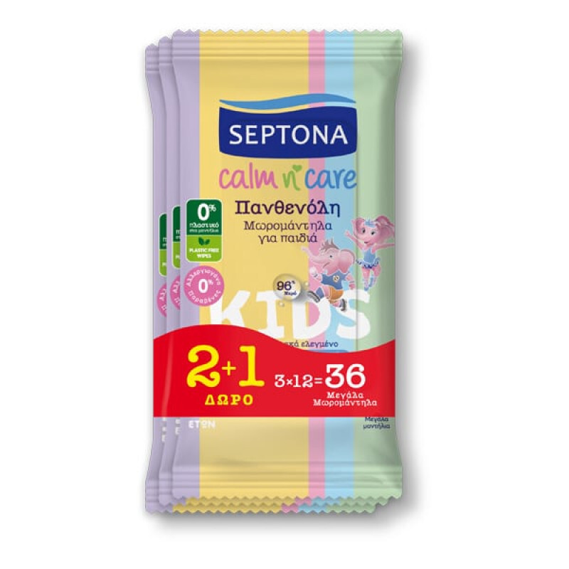 Septona Promo 2+1 Calm N' Care Μωρομάντηλα Πανθενόλη 36τμχ