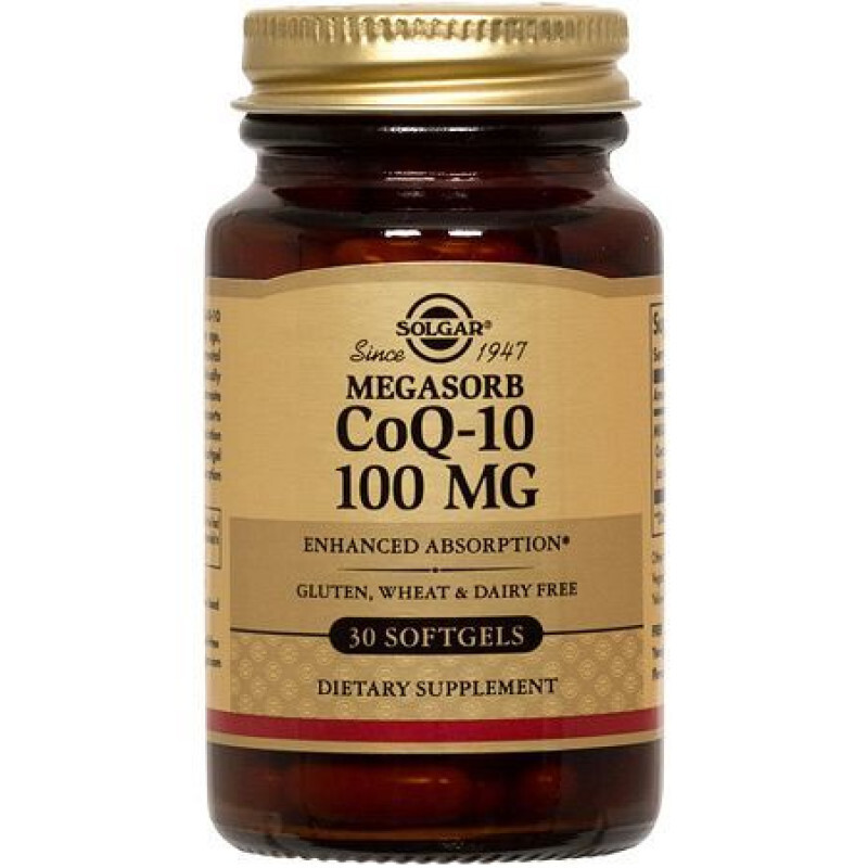 SOLGAR - Coenzyme Q-10 (100mg) Ενίσχυση Καρδιακής Λειτουργίας, Μυοπάθειες & Μυϊκές Αδυναμίες - 30soft gels