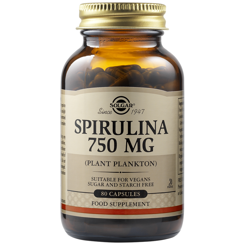 Solgar - Spirulina 750mg Συμπλήρωμα Διατροφής Για Την Ενίσχυση Του Οργανισμού - 80caps
