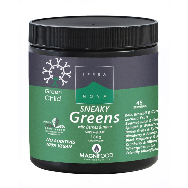 Terranova - Green Child Sneaky Greens Super-shake Παιδικό Συμπλήρωμα Διατροφής Με Υπερτροφές, Βιταμίνες & Μέταλλα - 180g