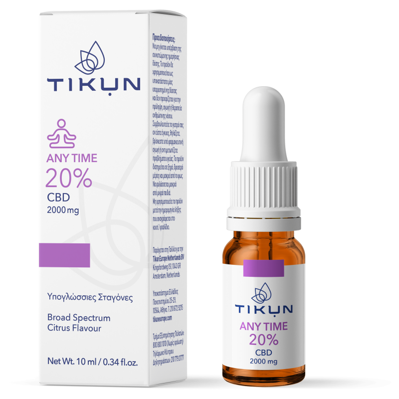 Tikun Any Time 20% Cbd 2000mg Σταγόνες Έλαιο Κάνναβης 10ml
