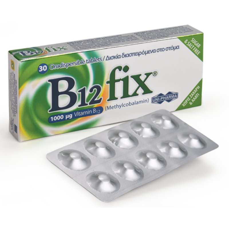 Unipharma B12 Fix 1000μg Υγεία Νευρικού Συστήματος 30tabs