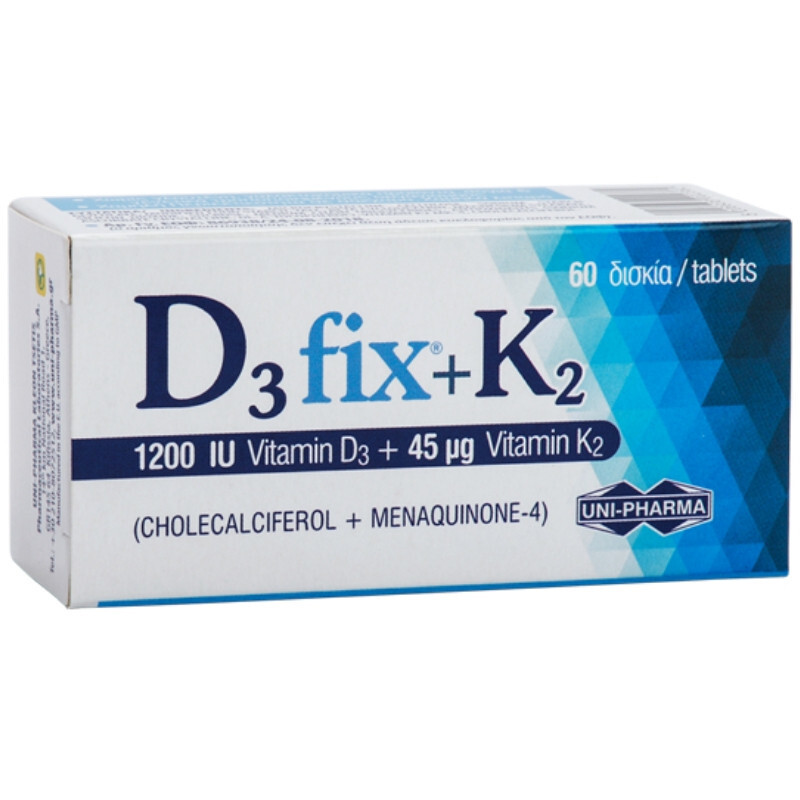 Unipharma D3 Fix 1200iu + K2 45μg 60tabs