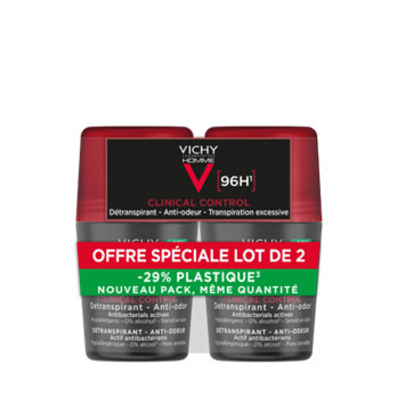 Vichy - Πακετο Προσφορας Men Deodorant Clinical Control 96h Ανδρικό Αποσμητικό Roll-on Για Έντονη Εφίδρωση - 2x50ml
