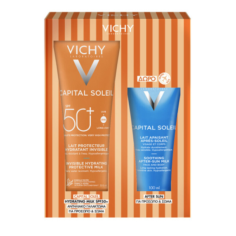 VICHY - ΠΑΚΕΤΟ ΠΡΟΣΦΟΡΑΣ Capital Soleil Invisible Hydrating Milk SPF50+ (300ml) & ΔΩΡΟ After Sun (100ml) - 2τμχ